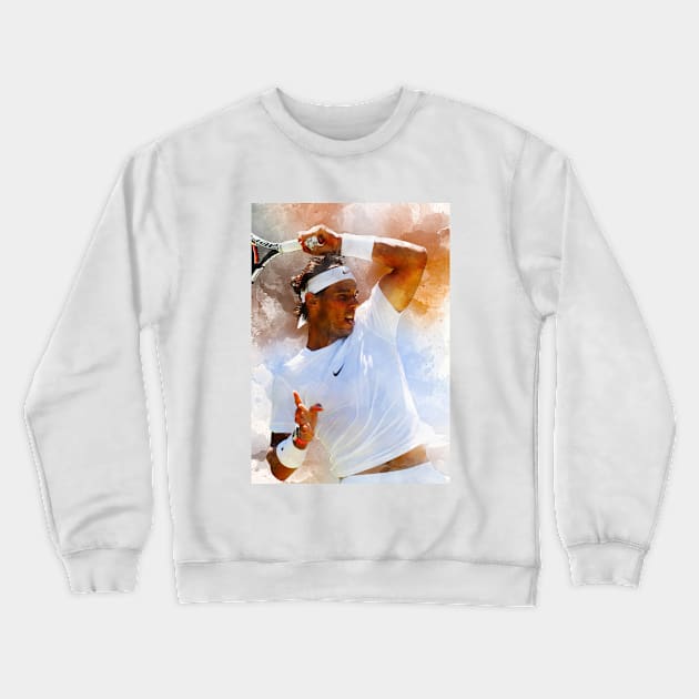 Rafael Nadal Watercolor Crewneck Sweatshirt by mursyidinejad